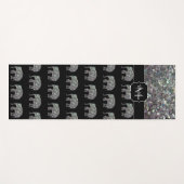 Sparkly Silver Mosaic Glitter Elephant Monogram Yogamat (Voorkant (horizontaal))
