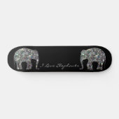 Sparkly Silver Mosaic Glitter Elephant Personalise Skateboard (Horizontaal)