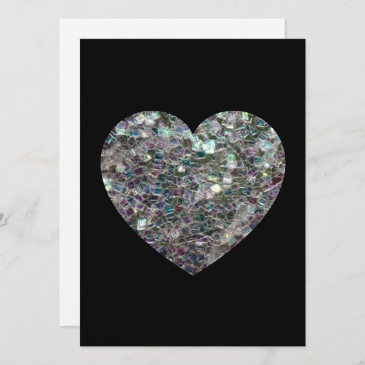 Sparkly Silver Mosaic Glitter Heart Personaliseren Kaart (Voorkant / Achterkant)