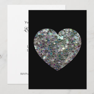 Sparkly Silver Mosaic Glitter Heart Personaliseren Kaart