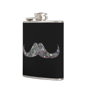 Sparkly Silver Mosaic Glitter Mustache Aanpassen Heupfles (Links)