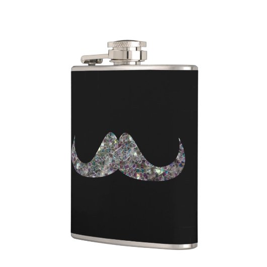 Sparkly Silver Mosaic Glitter Mustache Aanpassen Heupfles (Links)