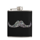 Sparkly Silver Mosaic Glitter Mustache Aanpassen Heupfles (Voorkant)