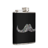 Sparkly Silver Mosaic Glitter Mustache Aanpassen Heupfles (Rechts)