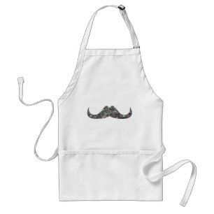 Sparkly Silver Mosaic Glitter Mustache Aanpassen Standaard Schort