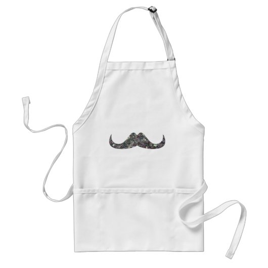 Sparkly Silver Mosaic Glitter Mustache Aanpassen Standaard Schort (Voorkant)
