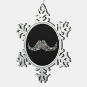 Sparkly Silver Mosaic Glitter Mustache Aanpassen Tin Sneeuwvlok Ornament (Rechts)