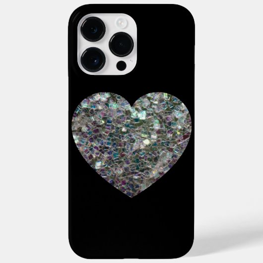 Sparkly Silver Mosaic Heart Case-Mate iPhone Case (Achterkant)