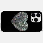 Sparkly Silver Mosaic Heart Case-Mate iPhone Case (Achterkant (horizontaal))