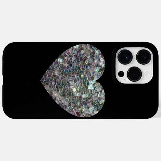 Sparkly Silver Mosaic Heart Case-Mate iPhone Case (Achterkant (horizontaal))