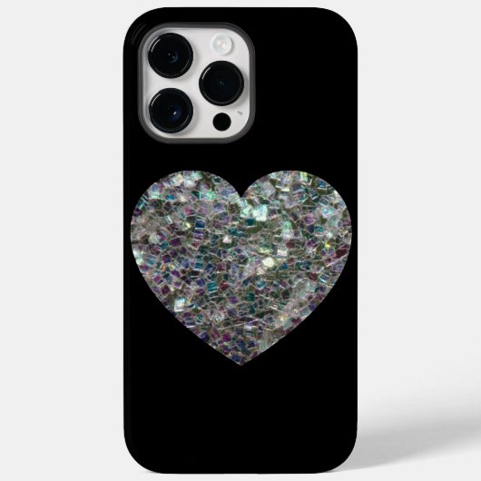 Sparkly Silver Mosaic Heart Case-Mate iPhone Case (Achterkant)