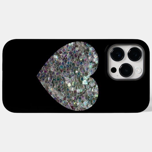 Sparkly Silver Mosaic Heart Case-Mate iPhone Case (Achterkant (horizontaal))