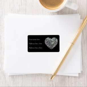 Sparkly Silver Mosaic Heart Etiket