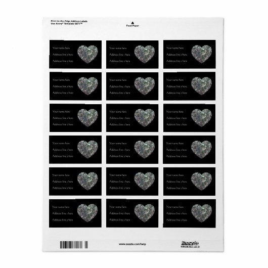 Sparkly Silver Mosaic Heart Etiket (Full Sheet)