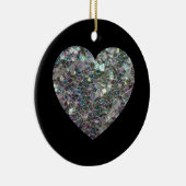 Sparkly Silver Mosaic Heart Keramisch Ornament (Rechts)