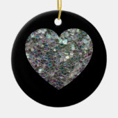 Sparkly Silver Mosaic Heart Keramisch Ornament (Voorkant)