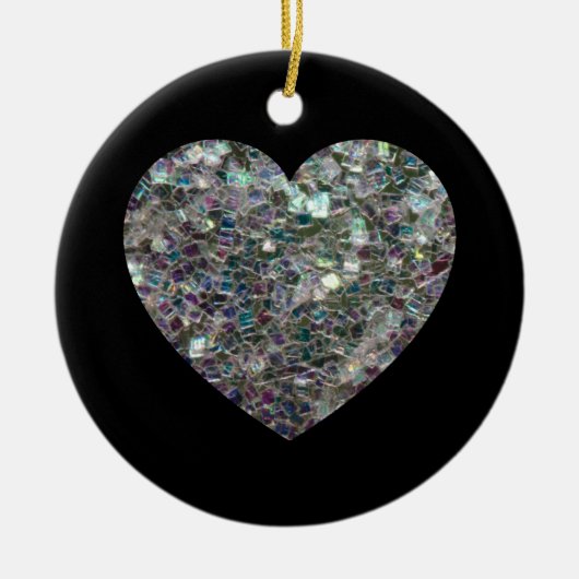 Sparkly Silver Mosaic Heart Keramisch Ornament (Voorkant)