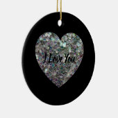 Sparkly Silver Mosaic Heart Keramisch Ornament (Rechts)