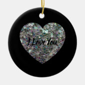 Sparkly Silver Mosaic Heart Keramisch Ornament (Voorkant)