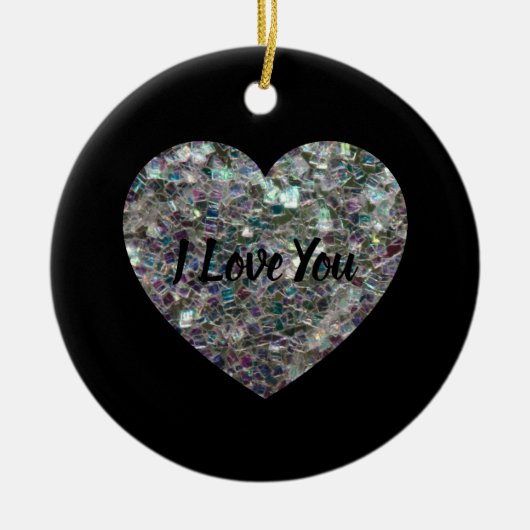 Sparkly Silver Mosaic Heart Keramisch Ornament (Voorkant)