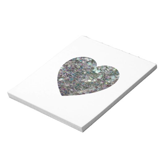 Sparkly Silver Mosaic Heart Notitieblok (Linkerzijde)