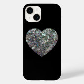 Sparkly Silver Mosaic Heart op Black Case-Mate iPhone Case (Achterkant)