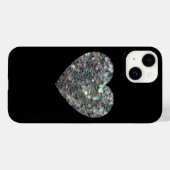 Sparkly Silver Mosaic Heart op Black Case-Mate iPhone Case (Achterkant (horizontaal))