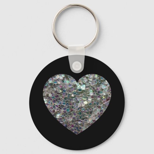 Sparkly Silver Mosaic Heart Sleutelhanger (Voorkant)