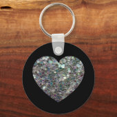 Sparkly Silver Mosaic Heart Sleutelhanger (Voorkant)