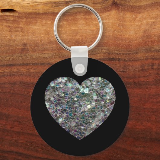 Sparkly Silver Mosaic Heart Sleutelhanger (Voorkant)