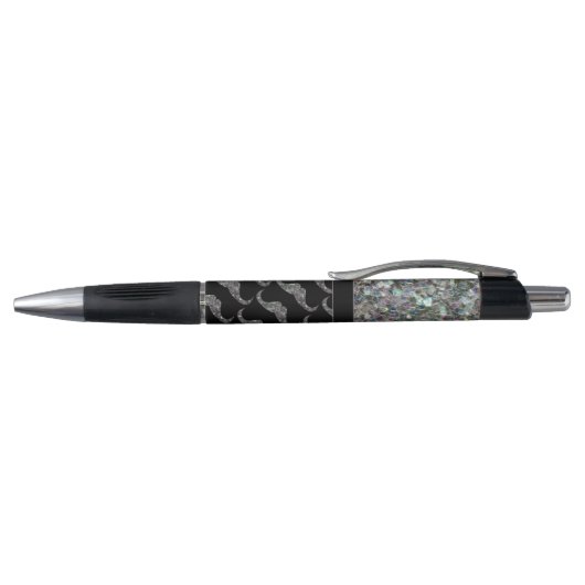 Sparkly Silver Mosaic Mustache patroon aanpassen Pen (Bovenkant)