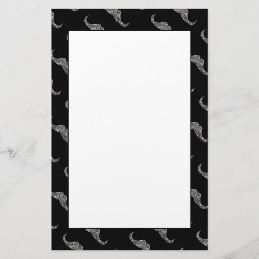 Sparkly Silver Mosaic Mustache patroon Briefpapier (Voorkant)