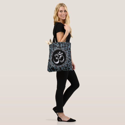 Sparkly Silver OM Turquoise Giraffe Print Tas (Op model)
