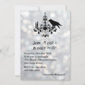Sparkly Silver & Raven Black Halloween Invitation Kaart (Voorkant)