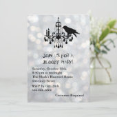 Sparkly Silver & Raven Black Halloween Invitation Kaart (Staand voorkant)