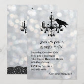 Sparkly Silver & Raven Black Halloween Invitation Kaart (Voorkant / Achterkant)