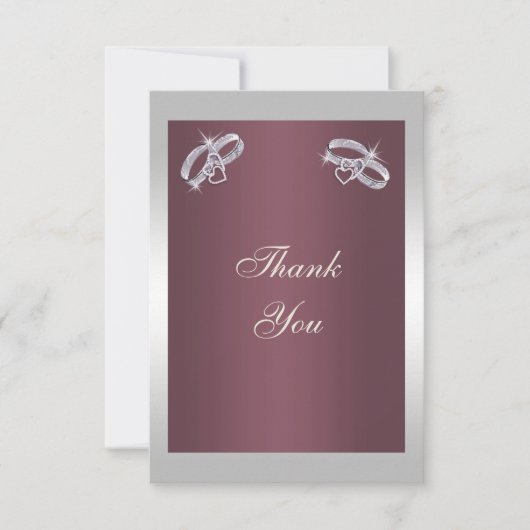 Sparkly Silver Rings & Burgandy Bedankkaart (Voorkant)