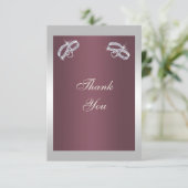 Sparkly Silver Rings & Burgandy Bedankkaart (Staand voorkant)