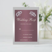Sparkly Silver Rings & Burgandy RSVP Kaartje (Staand voorkant)