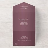 Sparkly Silver Rings & Burgandy Wedding All In One Uitnodiging (Buitenkant)