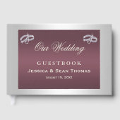 Sparkly Silver Rings & Burgandy Wedding Gastenboek (Voorkant)