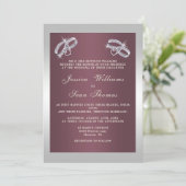 Sparkly Silver Rings & Burgandy Wedding Kaart (Staand voorkant)
