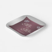 Sparkly Silver Rings & Burgandy Wedding Papieren Bordje (Gebogen)