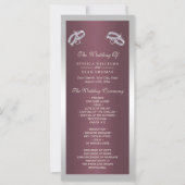 Sparkly Silver Rings & Burgandy Wedding Program (Voorkant)