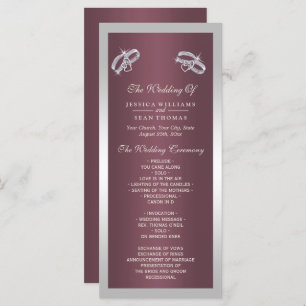 Sparkly Silver Rings & Burgandy Wedding Program