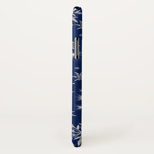 Sparkly Silver Snowflakes op blauw Case-Mate iPhone Case (Achterkant / rechts)