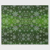 Sparkly Silver Snowflakes op groen Cadeaupapier (Vlak)