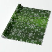 Sparkly Silver Snowflakes op groen Cadeaupapier (Uitgerold)