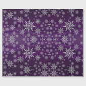 Sparkly Silver Snowflakes op Paars Cadeaupapier (Vlak)