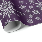 Sparkly Silver Snowflakes op Paars Cadeaupapier (Rol Hoek)